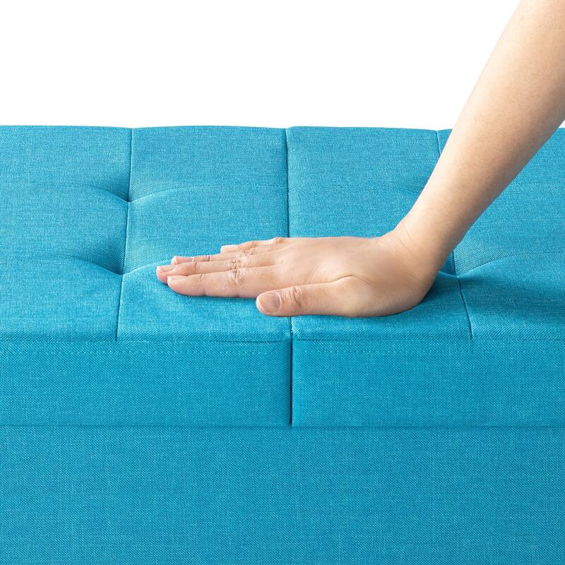 30 Inch Smart Lift Top Button Tufted Fabric Storage Ottoman by Crown Comfort
