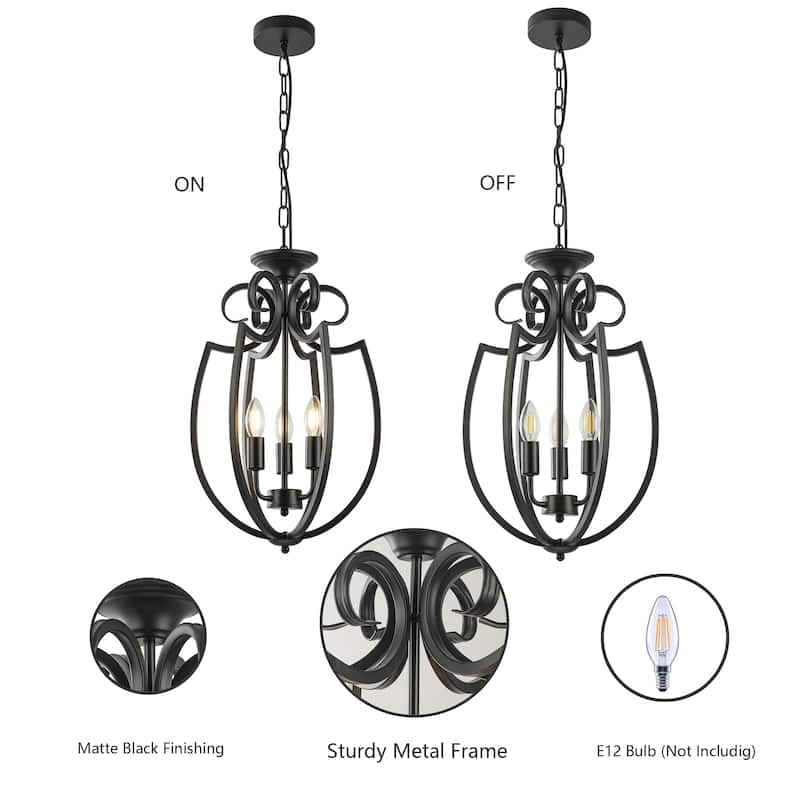 Meera 3-Light Modern Farmhouse Chandelier - 12 In. Wide