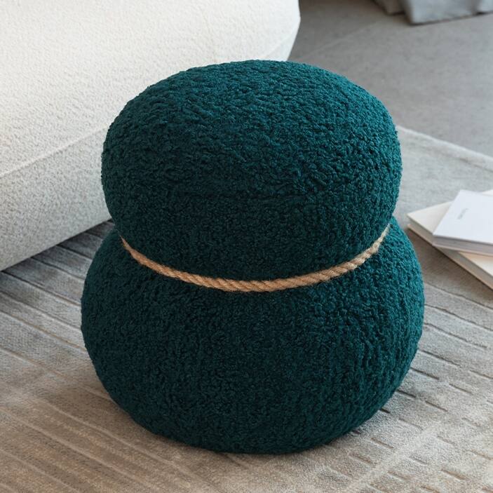 Modern Broadcloth Pleat Snowman Stool for Bedroom - Blue