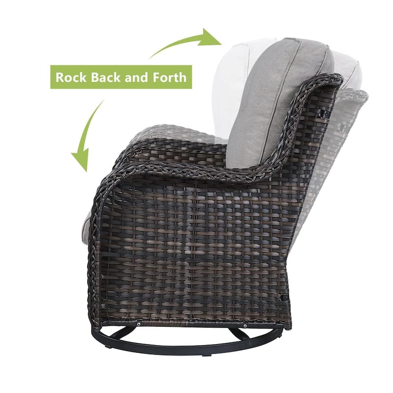 Pocassy 5-Piece Outdoor Furniture Set, Swivel chairs with Ottomans