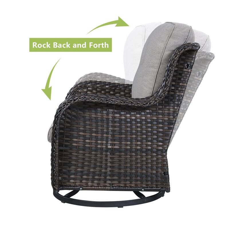 Pocassy Outdoor Wicker Glider Swivel Club Chairs (Set of 2)
