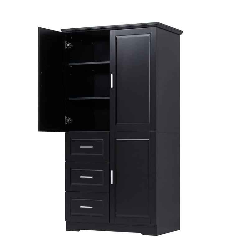 GDFStudio - Avery Tall and Wide Storage Cabinet with Drawers and Adjustable Shelves