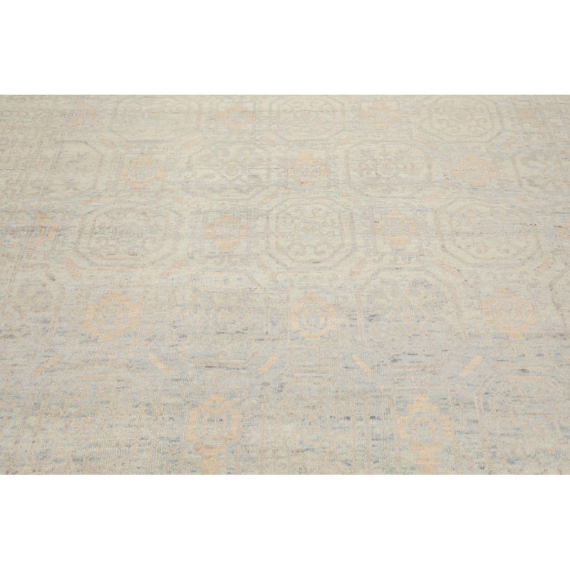 LoomBloom Gray Hand Knotted Oushak Wool Oriental Transitional Area Rug - 7' 10'' x 9' 10''