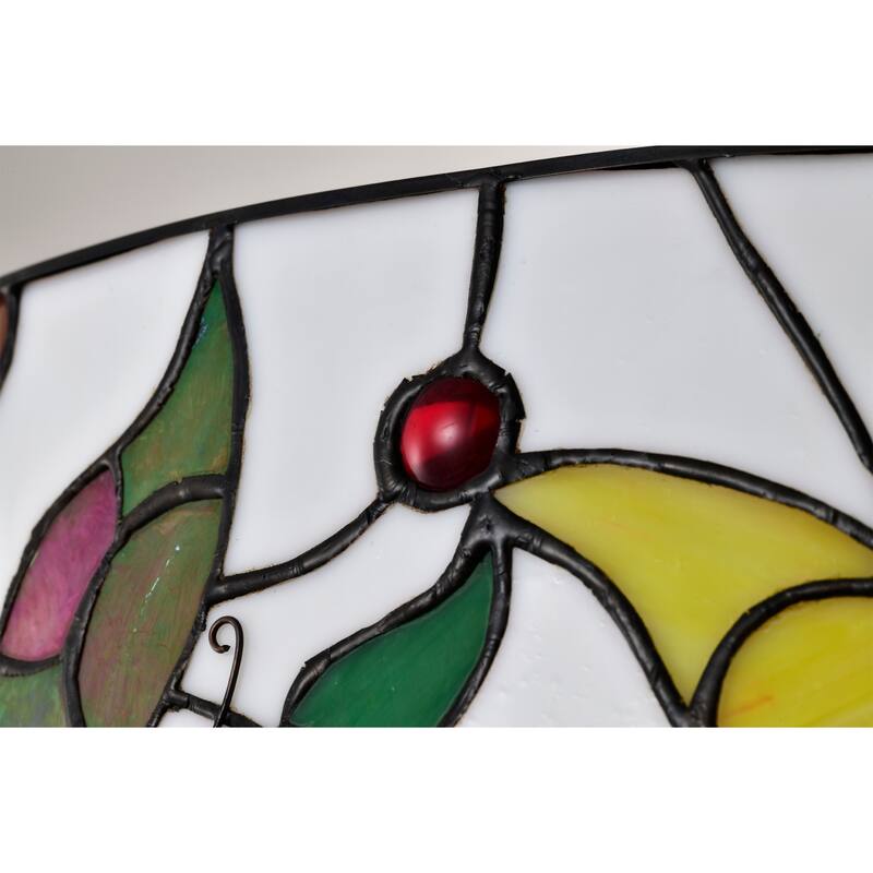 Jorga 6-light Tiffany Glass Fandelier Lighted Ceiling Fan Butterfly Design Remote Control - White-MultiColor