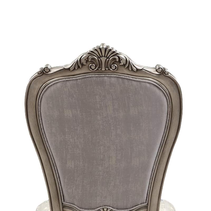 Aria 27 Inch Side Dining Chair Set of 2, Velvet, Antique Platinum Tone