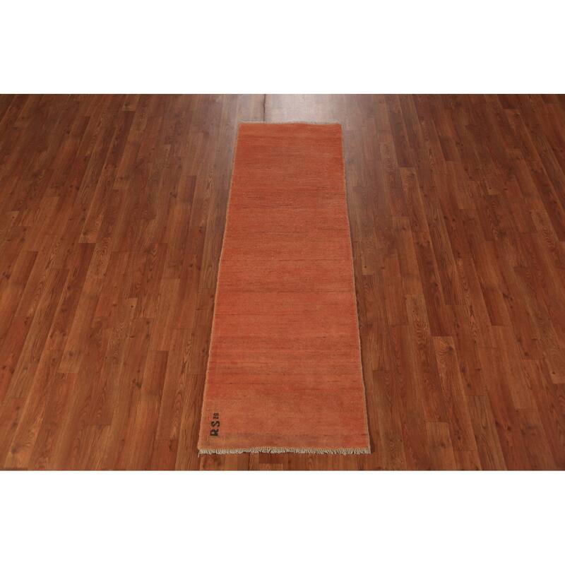 Orange Gabbeh Oriental Runner Rug Handmade Hallway Wool Carpet - 1'11" x 5'11"