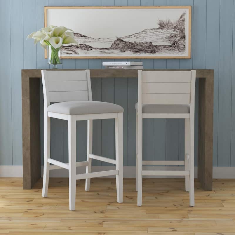 Hillsdale Furniture Fowler Upholstered Wood Stool, Sea White