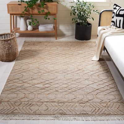 SAFAVIEH Handmade Natural Fiber Algrid Boho Jute Fringe Rug