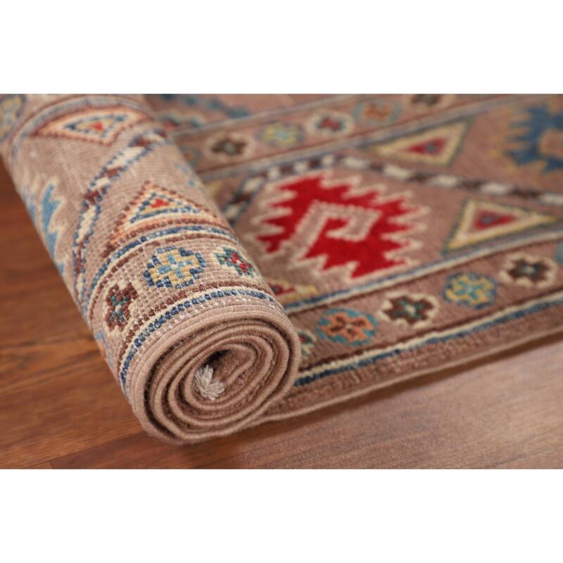 Traditional Beige Kazak Accent Rug Hand-Knotted Wool Carpet - 2'8" x 4'3"