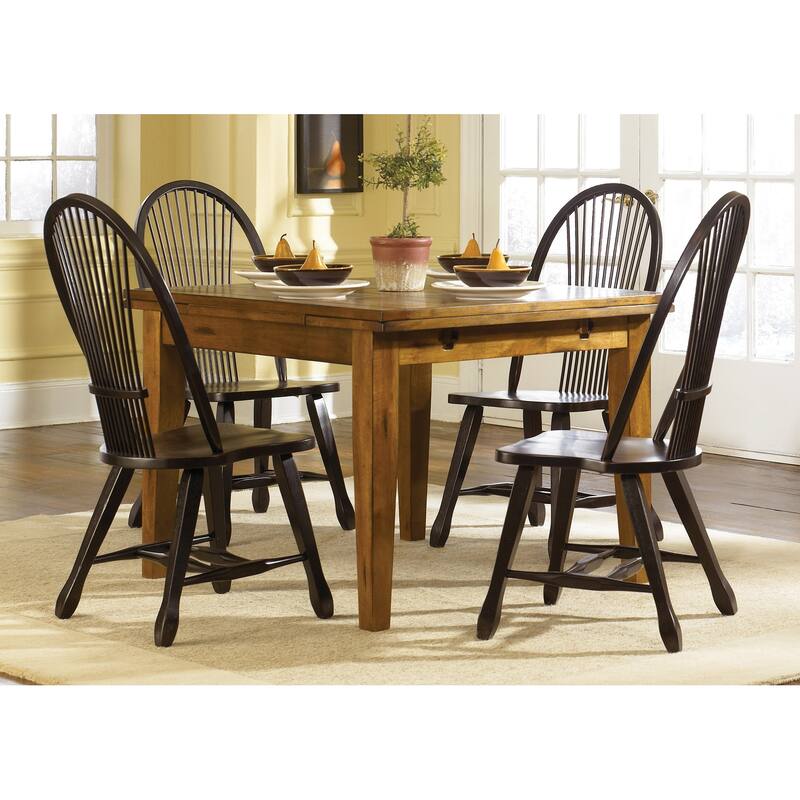 Treasures Rustic Oak and Black 5-piece Sheaf Back Retractable Dinette Set - Black