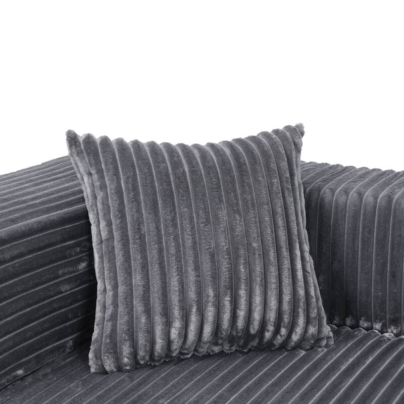 105.11" L-Shaped Chenille Sectional Sofa with All-Foam Structure, 6 Pillows and Space-Saving Design (Left Chaise)