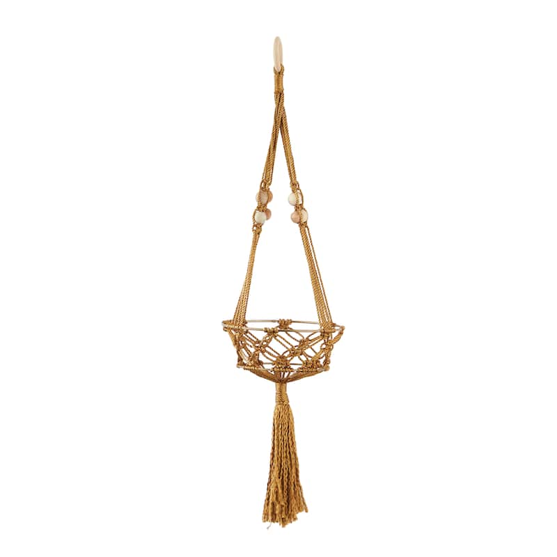 Intricately Handmade Fabric Hanging Macrame Wall Planter - Brown or White