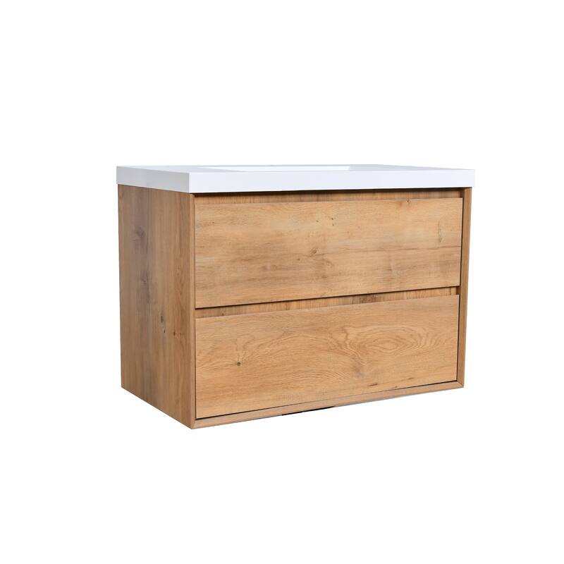 NebulaSky 36 in Wall Mounted Single Sink Bathroom Vanity with Top Combo Cabinet Vanity Set Invisible Handles