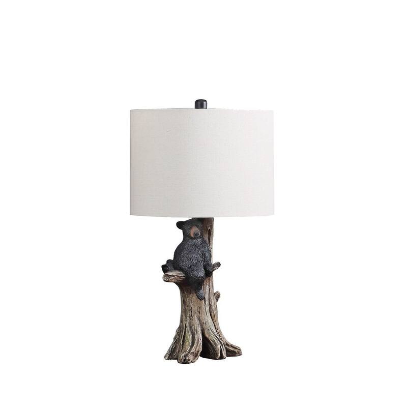 24.75" In Black Bear On A Tree Polyresin Table Lamp - Multicolor