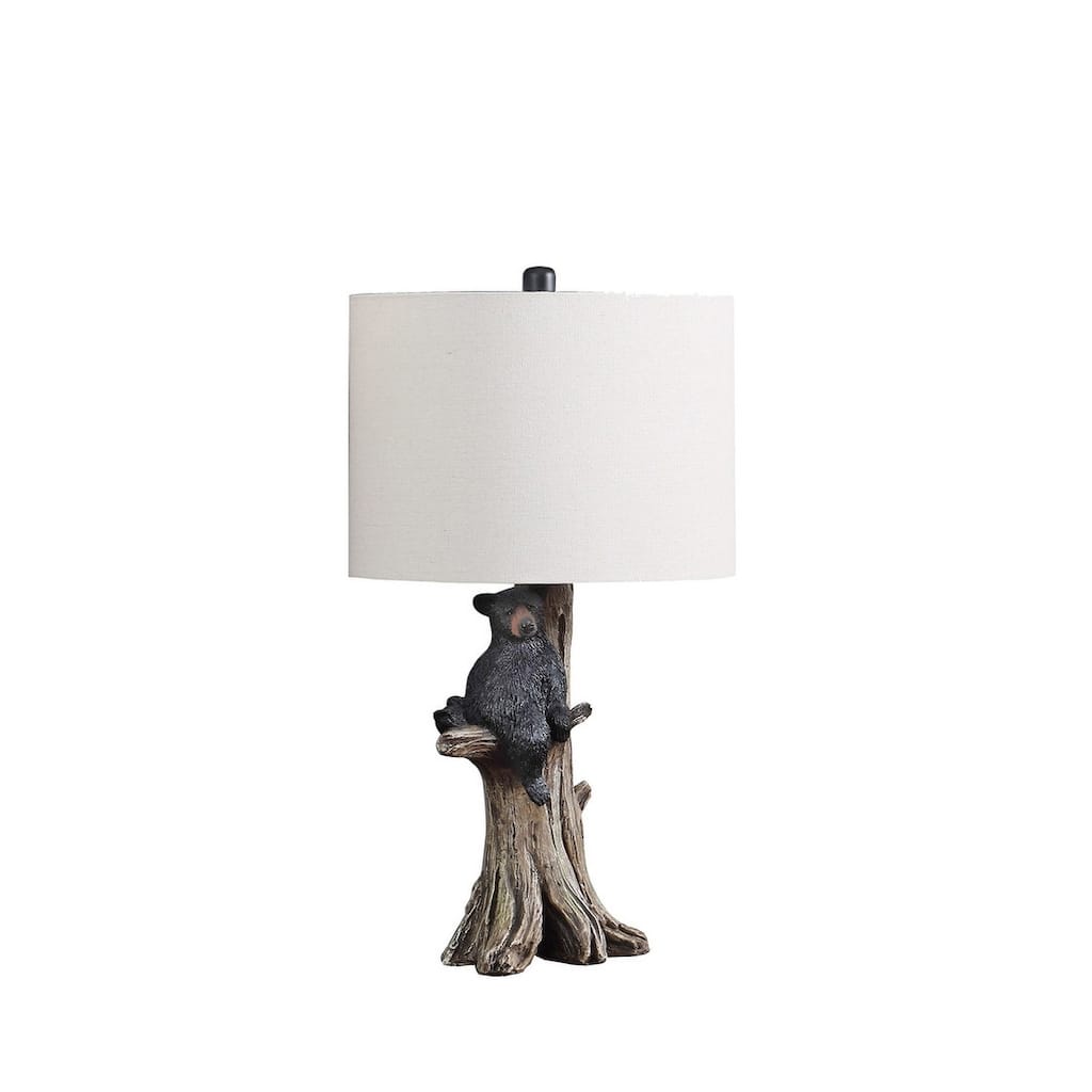 24.75" In Black Bear On A Tree Polyresin Table Lamp