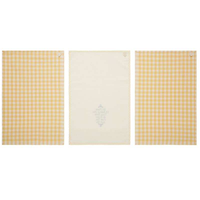 Buzzy Bees Ruffled Tea Towel Set of 3 19x28