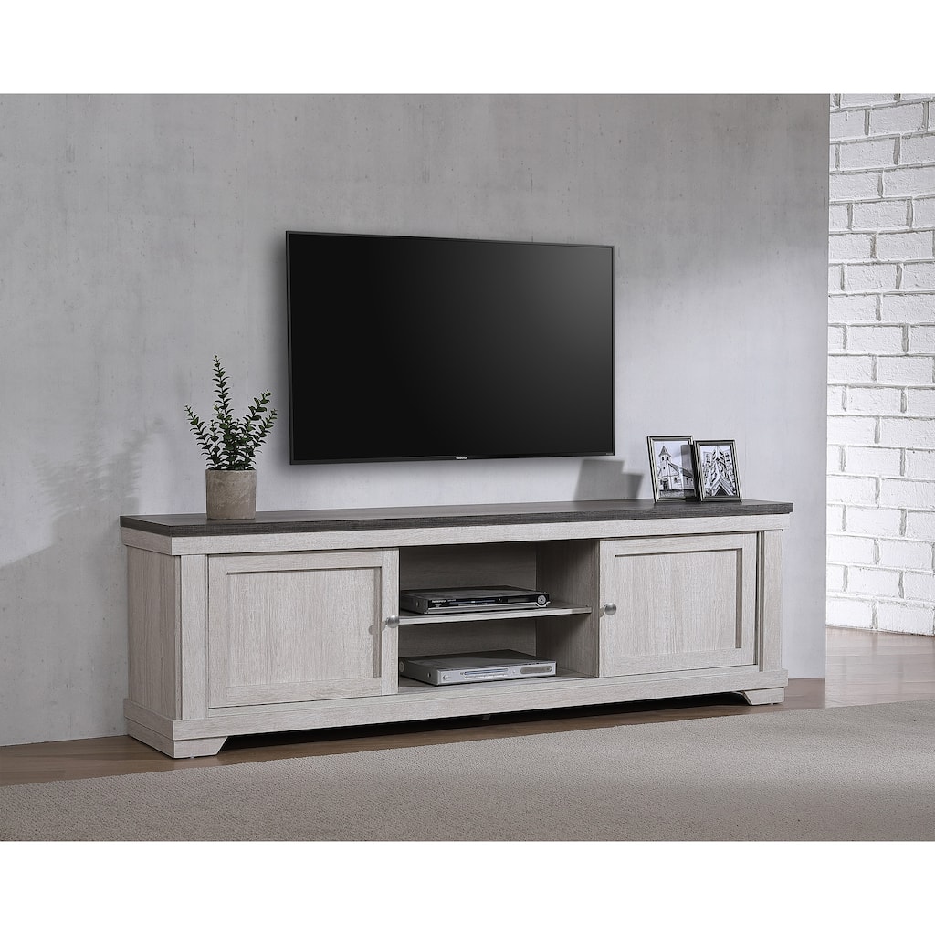 1pc Contemporary Entertainment Console TV Stand Weathered Wood Finish Living Room Furniture