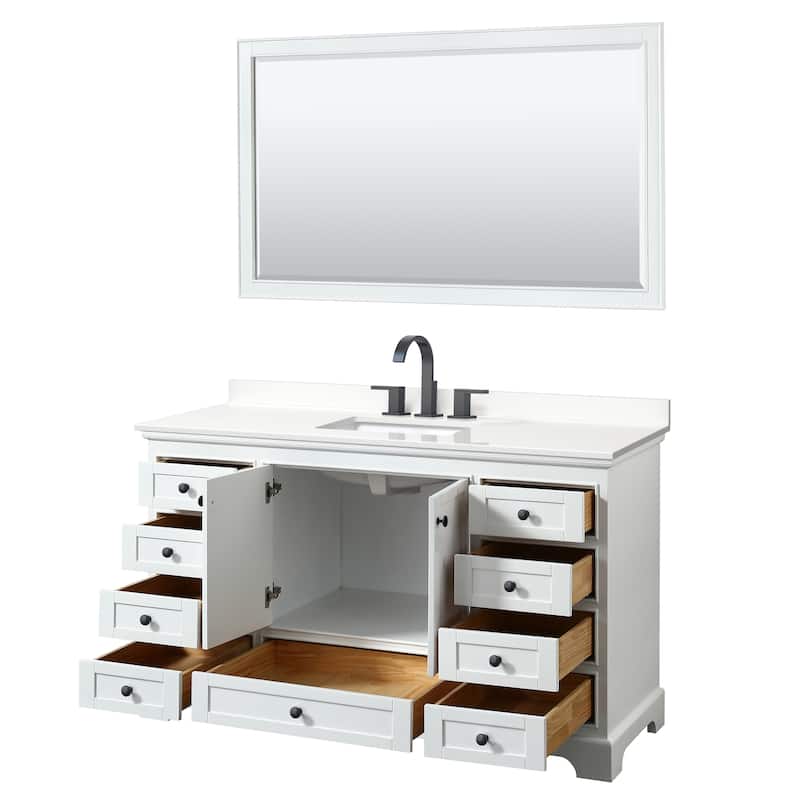 Deborah 60-inch Single Vanity, Quartz Top, 58-inch Mirror