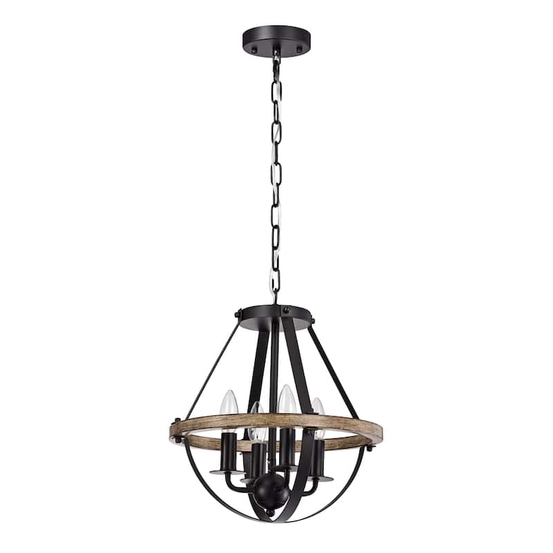Benny Matte Black 4-Light Open Metal Cage Chandelier