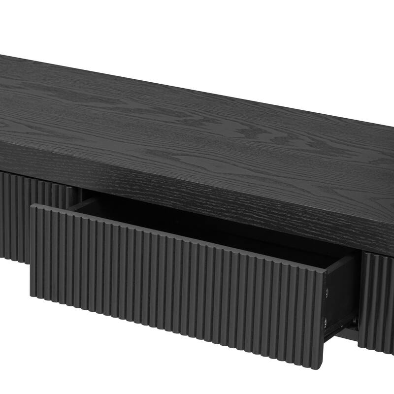 Rustic Console Table with 3 Fluted Drawers