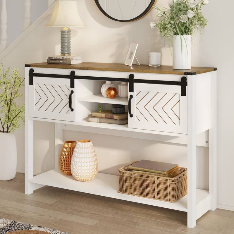 46" Console Table with Sliding Barn Door