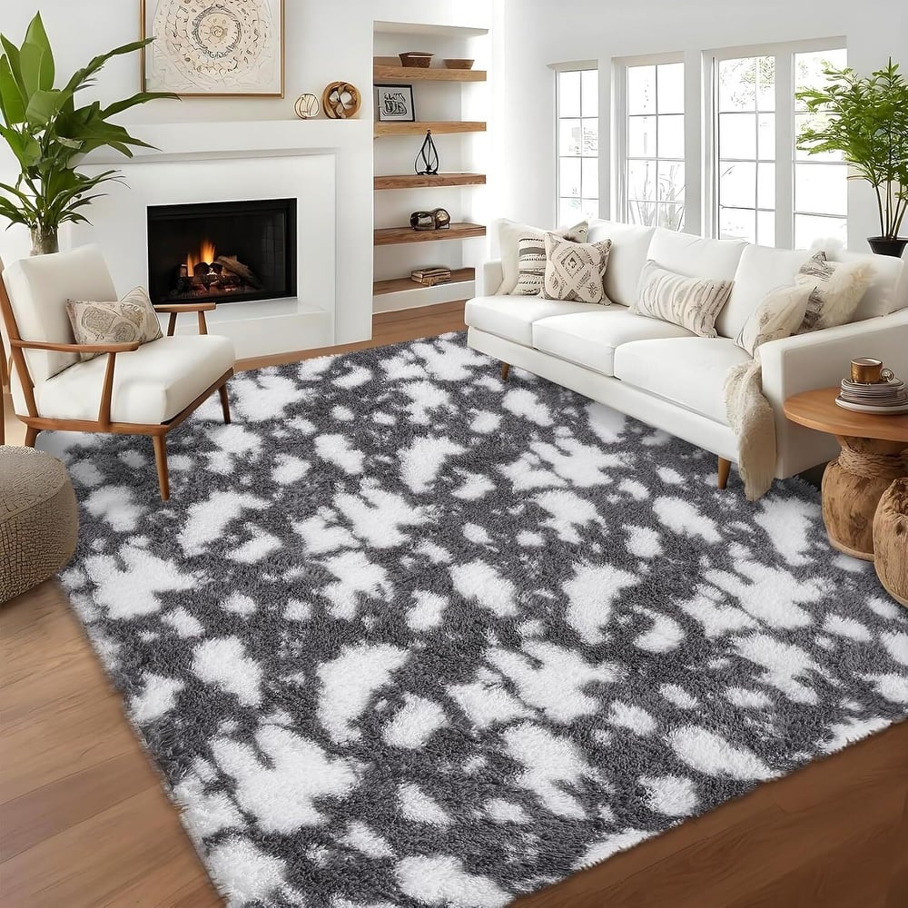 Modern Abstract Area Rug for Hallways Living Room Patio Decor Grey - 2' x 3'