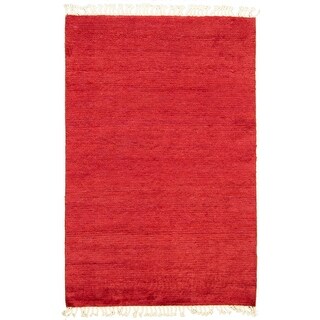 ECARPETGALLERY Hand-knotted Pak Finest Gabbeh Red Wool Rug - 4'1 x 6'2 ...