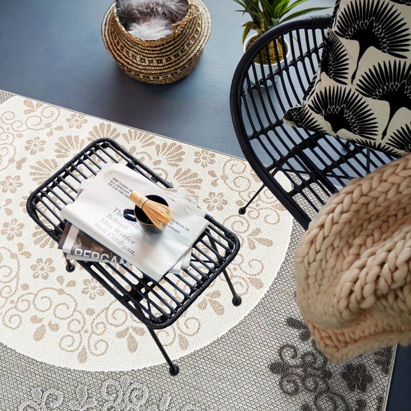 Verona Contemporary Floral Circles Indoor/Outdoor Area Rug