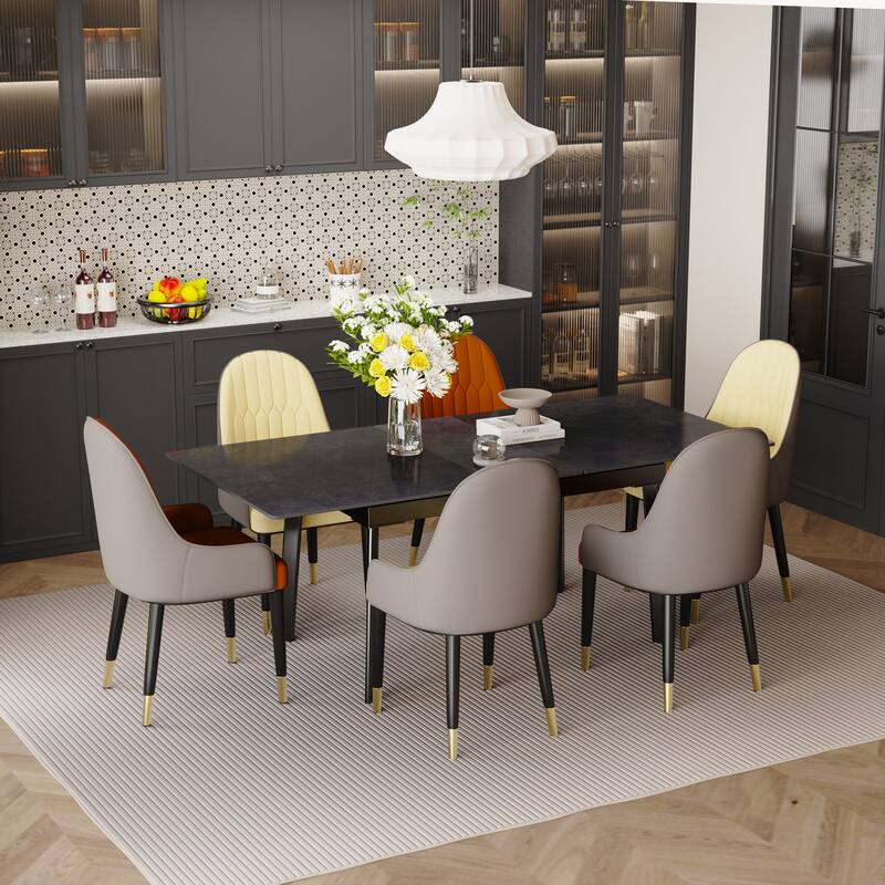 Sintered Stone and Iron Expandable Large Dining Table