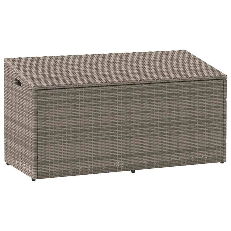 vidaXL Garden Storage Box Grey PE rattan, powder-coated steel Medium - 19.7 x 43.3 x 22.8 - Grey