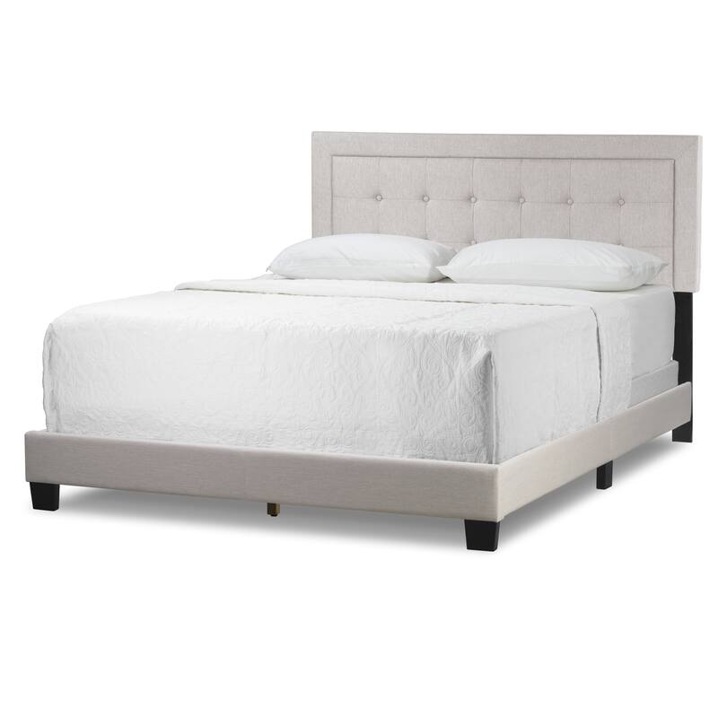 Austin Fabric Queen Bed with Button Tufting and Stitching - Beige