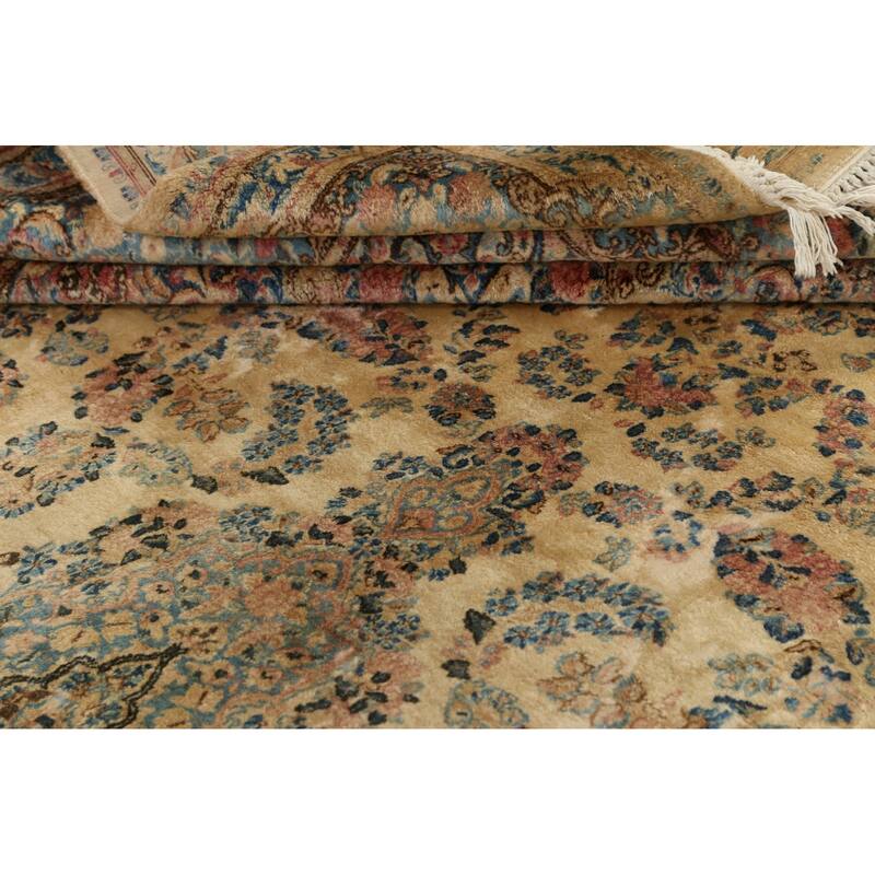 Vegetable Dye Floral Kerman Persian Area Rug Handmade Wool Carpet - 8'9" x 11'5"