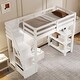 preview thumbnail 3 of 4, Twin Size Loft Bed with Shelves, Storage Staircase, Small Wardrobe and LED Light