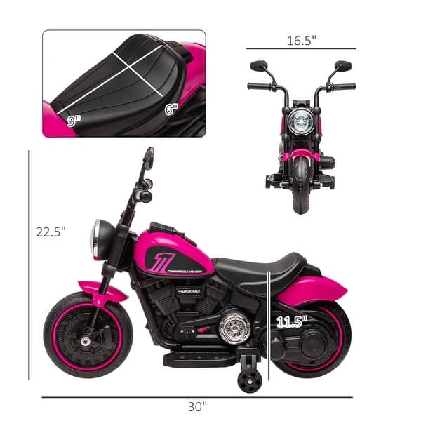 Pink Kids Motorcycle with Training Wheels, 6V for Ages 18-48 Months