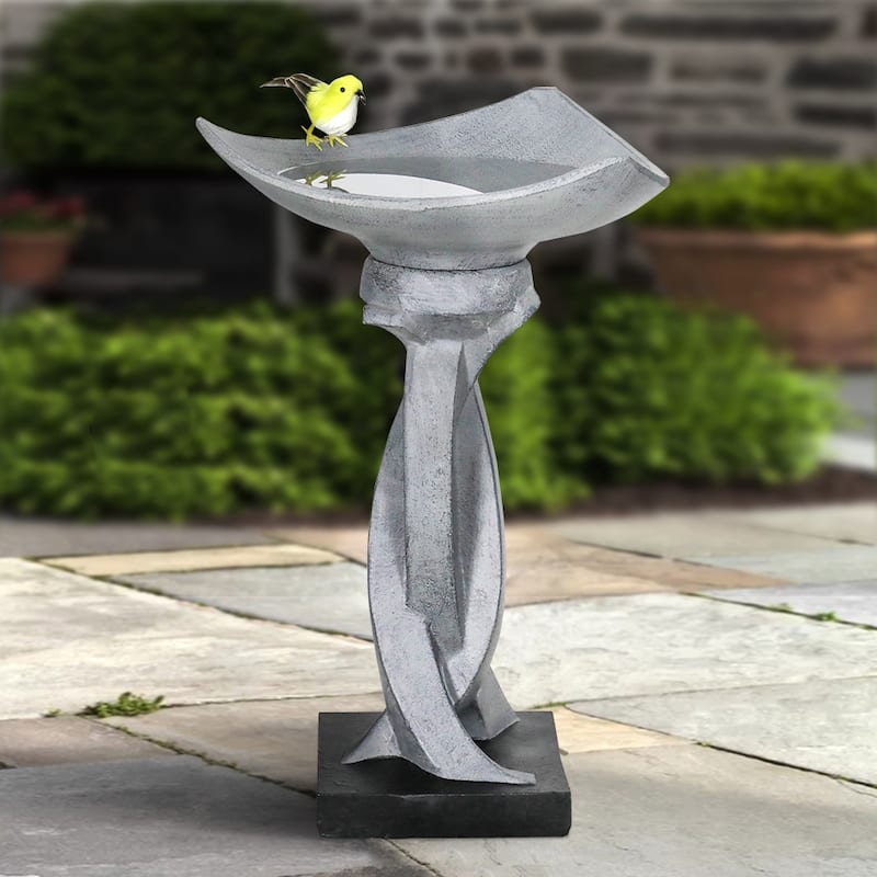22.8" H Outdoor Concrete Bird Bath - Perfect for Adding Interest to Garden, Patio, Backyard, Porch and Deck
