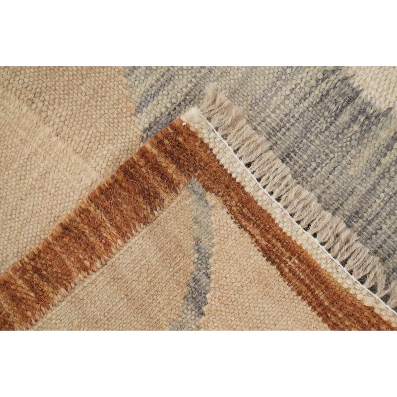Hand Woven Oriental 100% Wool Carpet Southwestern Modern Beige & Ivories Kilim Area Rug - 6' 3'' X 4' 0''