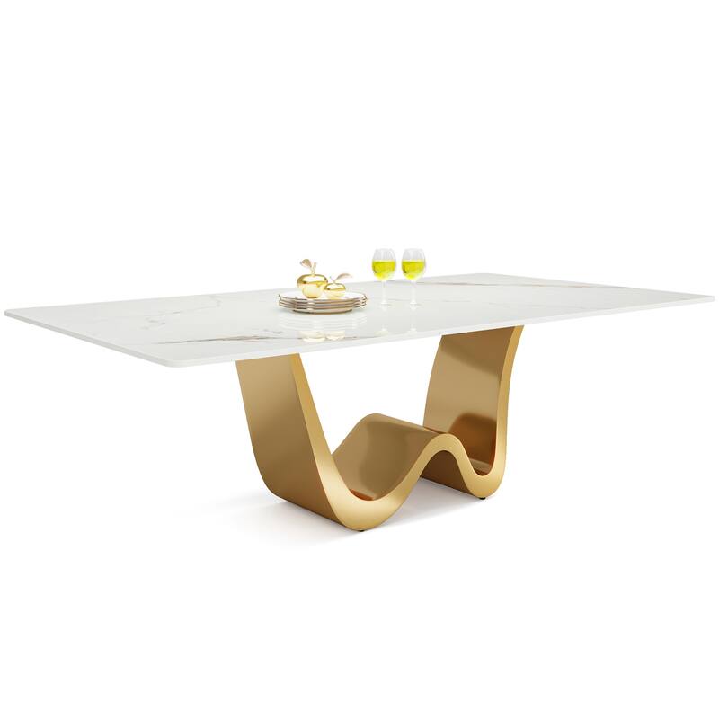 78.74" Large Modern Luxury Rectangle Dining Table, Kitchen Dinner Accent Table