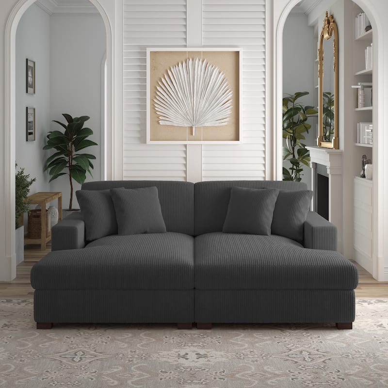 Corduroy Modular Couch Sectional Chaise Lounge Sofa