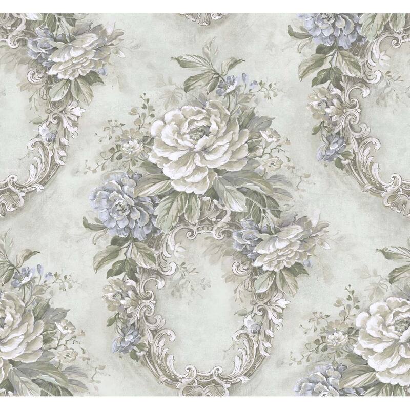 Seabrook Designs Euclid Floral Frame Unpasted Wallpaper - 27 in. W x 27 ft. L bolt 60.75 sq. ft.