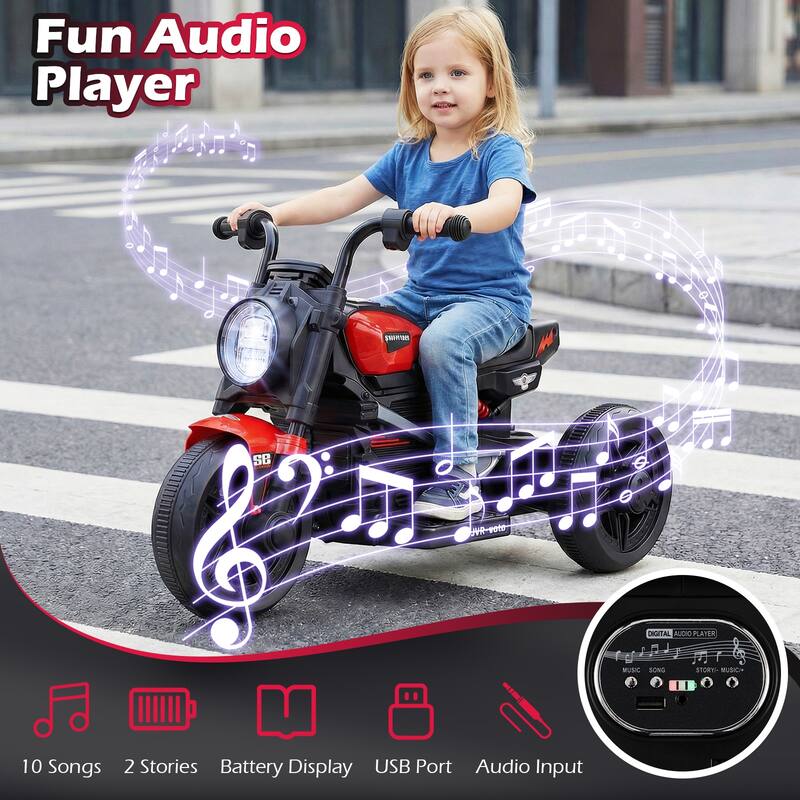 Gymax 6V Kids Motorcycle w/Song Story LED Headlights Accelerator