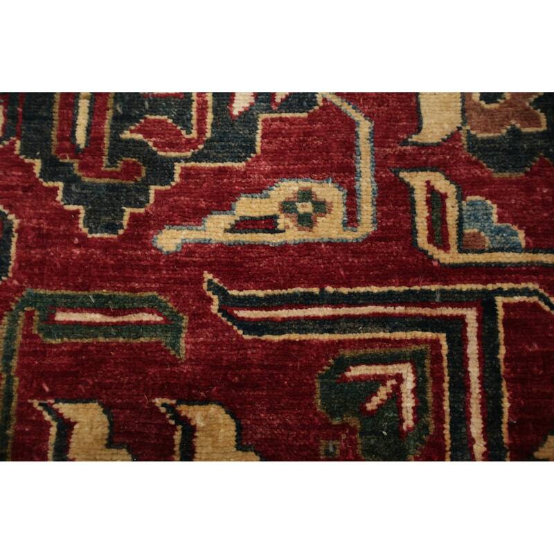 Hand Knotted Oriental 100% Wool Carpet Traditional Geometric Red Super Kazak Area Rug - 10' 8'' X 8' 0''