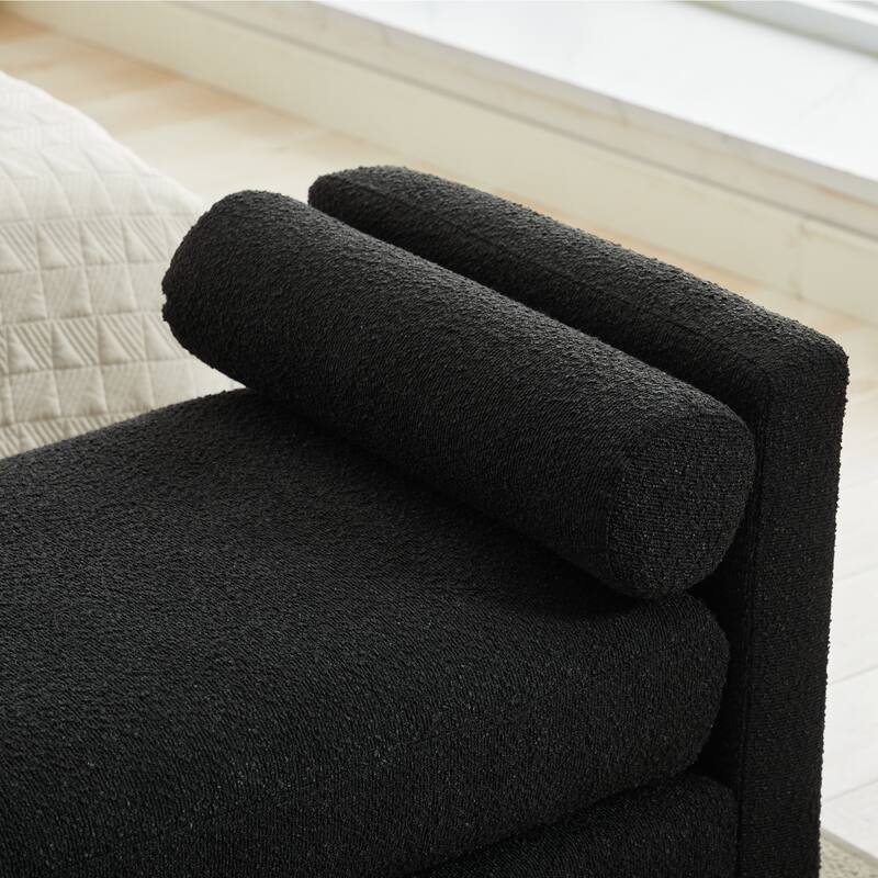 Bedroom Bench with Pillows and Solid Wood Legs for Living Rooms and Entryway