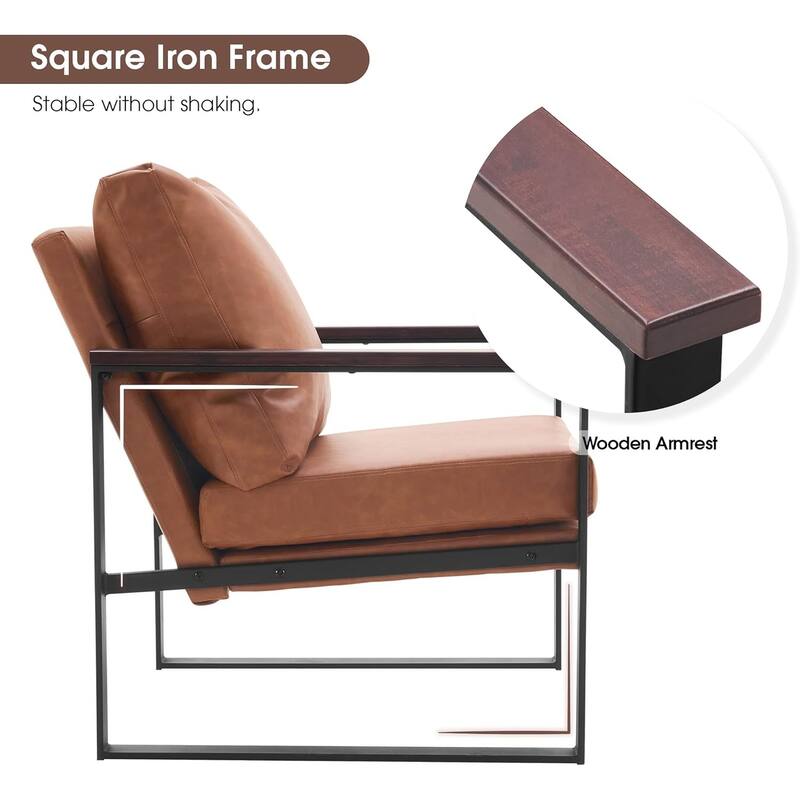 MCombo set of 2 Modern Accent Chair with Upholstered Cushion, Faux Leather HQ304