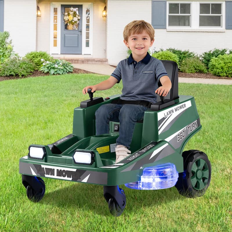 Costway 12V Ride on Lawn Mower with Dual Control Sticks LED Lights - See Details