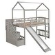 preview thumbnail 13 of 16, Twin Size Loft Bed with 2 Drawers and Slide, House Bed with Slide, White
