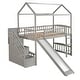 preview thumbnail 19 of 26, Twin Size Loft Bed with House Roof, Storage Steps, Slide, Ladder and Guardrails, Stairway Platform Bed for Kids Boys Girls