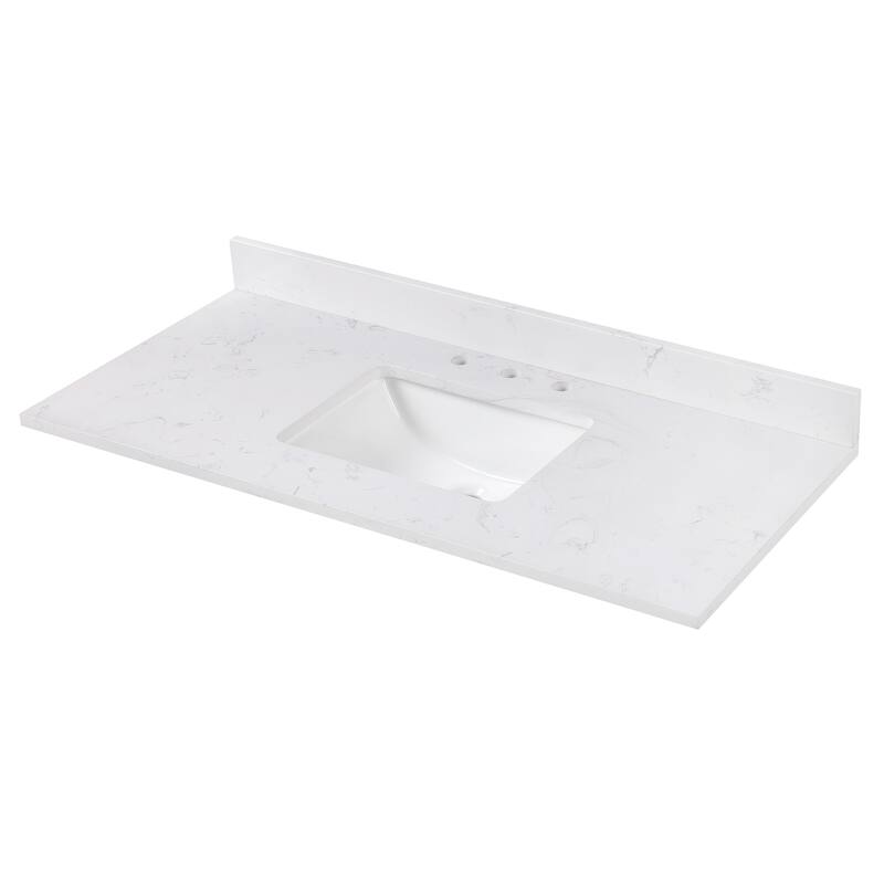 Avanity Cala White Engineered Stone Vanity Top with Rectangular Undermount Sinks