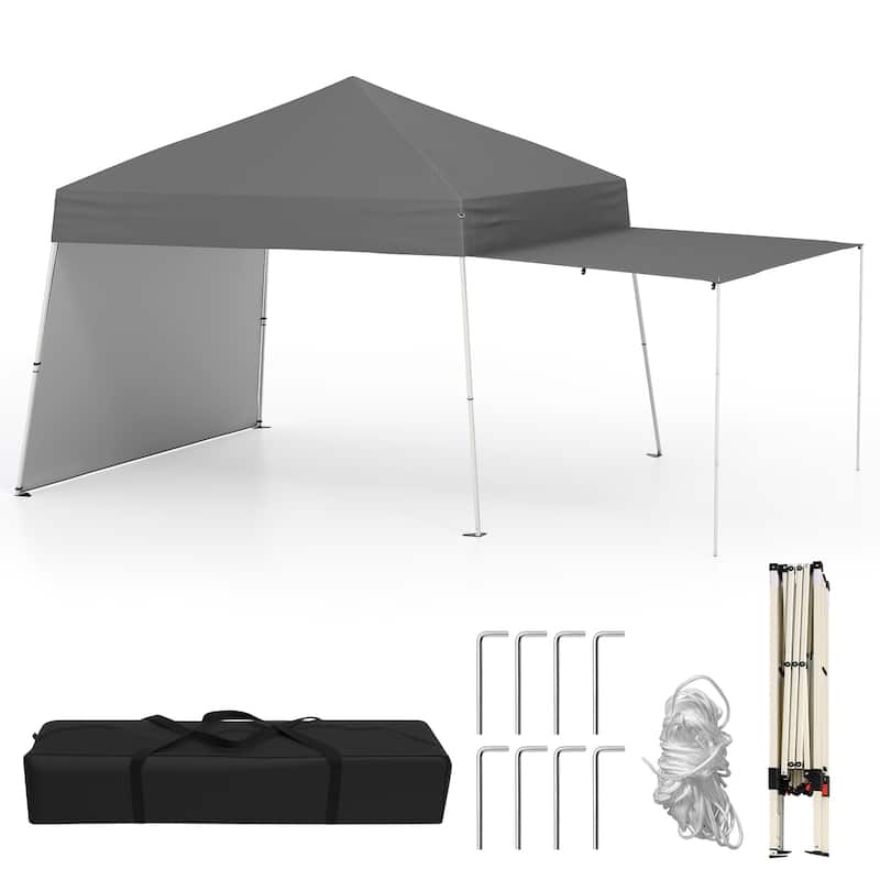 Pop Up Canopy Tent 14x9.2 ft with Sidewalls and Stakes for Outdoor Use - 168” x 110.4” x 99.6”