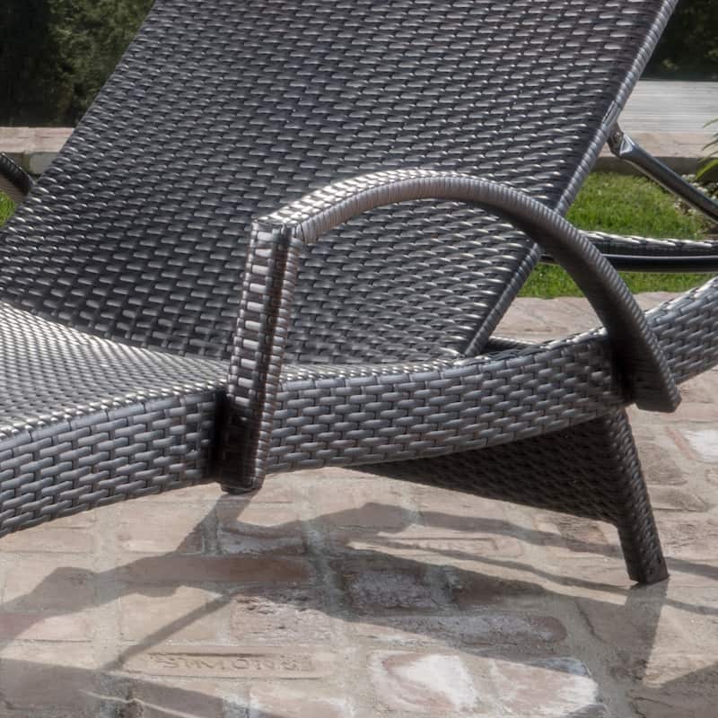 Toscana Outdoor Wicker Armed Chaise Lounge Chair by Christopher Knight Home