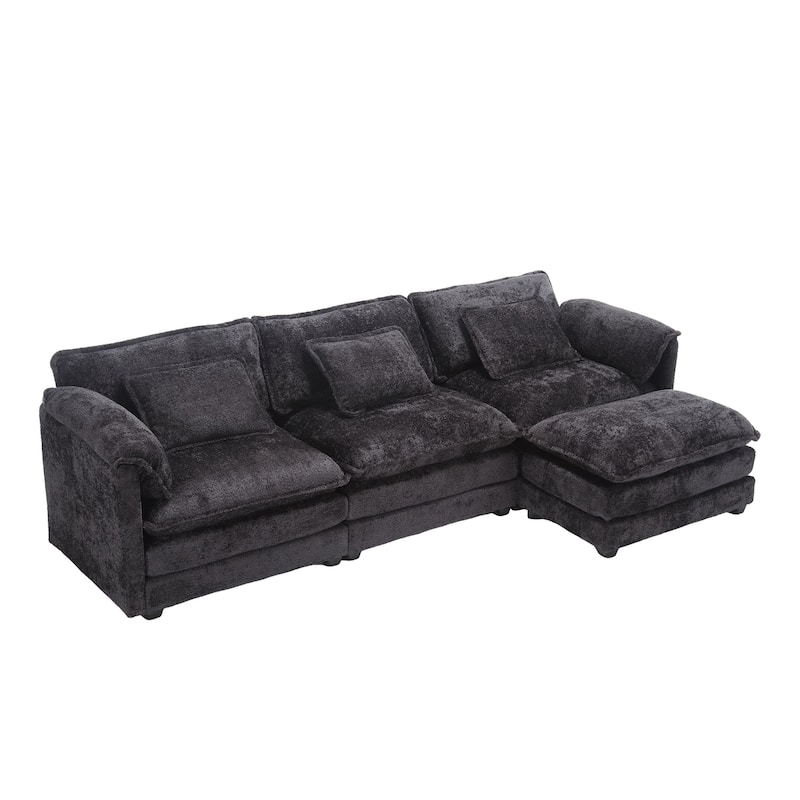 Chenille Fabric L-Shape Comfy Oversized three-seat Modular Sectional Sofa
